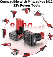 Акумулятор для Milwaukee M12 (12V 6.0Ah), Li-ion, LED індикатор, Заміна 48-11-2401