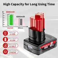 Replacement for Milwaukee M12 Battery, 12v Lithium ion Battery Compatible with Power Tools 48-11-2401 48-11-2402 48-11-2411 48-11-2420 48-11-2460, High Capacity with LED Indicator — фото 2