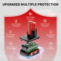 Replacement for Milwaukee M12 Battery, 12v Lithium ion Battery Compatible with Power Tools 48-11-2401 48-11-2402 48-11-2411 48-11-2420 48-11-2460, High Capacity with LED Indicator — фото 5