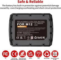 Replacement for Milwaukee M12 Battery, 12v Lithium ion Battery Compatible with Power Tools 48-11-2401 48-11-2402 48-11-2411 48-11-2420 48-11-2460, High Capacity with LED Indicator — фото 6