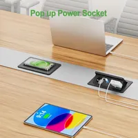 Выдвижная розетка для столешницы с беспроводной зарядкой 15W, USB-C PD 20W — фото 4