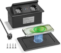 Висувна розетка для стільниці з бездротовою зарядкою 15W, USB-C PD 20W