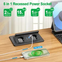 Висувна розетка для стільниці з бездротовою зарядкою 15W, USB-C PD 20W — фото 2
