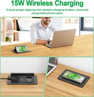 Висувна розетка для стільниці з бездротовою зарядкою 15W, USB-C PD 20W — фото 3