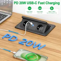 Висувна розетка для стільниці з бездротовою зарядкою 15W, USB-C PD 20W — фото 7