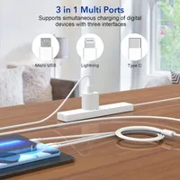 Мультикабель для зарядки 3-в-1 (Type-C, Micro-USB, Lightning), 2 метра, Нейлон — фото 3
