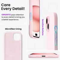 Силіконовий чохол ORNARTO для iPhone 15 (6.1 дюйма), Мікрофібра всередині, Рожевий — фото 7