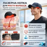 Лазерна кепка для росту волосся Без бренду (Red Light Therapy), Акумуляторна, Від випадіння волосся — фото 8