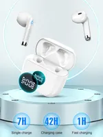 Беспроводные наушники Bluetooth 5.3 Без бренду (ENC, 40 ч, IP7), С LED дисплеем, Жемчужные — фото 4