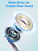 Бездротові навушники Bluetooth 5.3 Без бренду (ENC, 40 год, IP7), З LED дисплеєм, Перлинні — фото 5