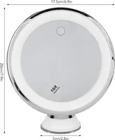 10x Magnification Makeup Mirror with Lighting, Suction Cup, 20 x 17.5 cm, Wall Mount, Round, Bathroom Mirror — фото 3