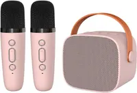 Дитяча портативна караоке-система з 2 мікрофонами Без бренду, Bluetooth колонка з RGB, Рожева — фото 5