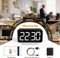 Цифровые настольные часы-будильник NOKLEAD, 5.9" LED дисплей, Дизайн Темное дерево — фото 2