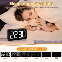 Цифровые настольные часы-будильник NOKLEAD, 5.9" LED дисплей, Дизайн Темное дерево — фото 3