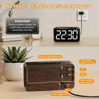 Цифровий настільний годинник-будильник NOKLEAD, 5.9" LED дисплей, Дизайн Темне дерево — фото 6