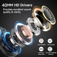 Бездротові навушники для телевізора Bluetooth 5.3 Без бренду, Накладні, 30 годин, Чорні — фото 6