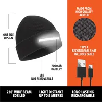Вязаная зимняя шапка унисекс с встроенным LED фонариком Anhrnala, Аккумуляторная, Черная — фото 6