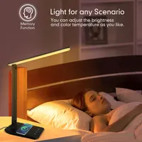 Настольная LED лампа joyshie с беспроводной зарядкой, USB порт, 5 режимов, Белая — фото 3