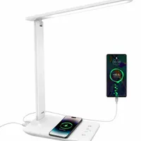 Настольная LED лампа joyshie с беспроводной зарядкой, USB порт, 5 режимов, Белая — фото 7