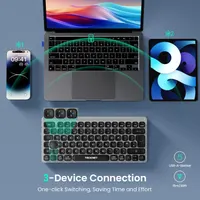 Беспроводная Bluetooth клавиатура TECKNET 2.4GHz, Для 3 устройств, Аккумуляторная, Серая — фото 4