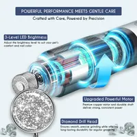 Электрическая когтерезка-гриндер для собак и кошек Candure (7 скоростей, LED), Аккумуляторная — фото 7