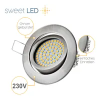 Точечный встраиваемый LED светильник Без бренду (3.5W, 4000K), Поворотный, Матовый хром — фото 3