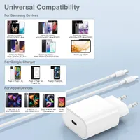 Быстрое сетевое зарядное устройство 25W (PD) Без бренду для Samsung Galaxy, Кабель Type-C 2 метра, Белое — фото 6