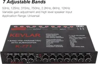 Car Stereo Graphic Equalizer, Car Audio Graphic Equalizer Universal Low Pass 7‑Band Gain Adjustment High Level Input EQ for Stereo System — фото 8
