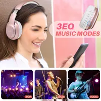 Бездротові Bluetooth навушники WorWoder (До 80 годин), Накладні з мікрофоном, Рожеве золото — фото 6