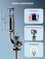 71" Phone Tripod & Selfie Stick, All in One Extendable Cell Phone Tripod with Wireless Remote, Travel Tripods Stand for iPhone 360° Rotation — фото 2