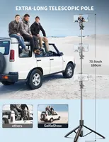 71" Phone Tripod & Selfie Stick, All in One Extendable Cell Phone Tripod with Wireless Remote, Travel Tripods Stand for iPhone 360° Rotation — фото 4