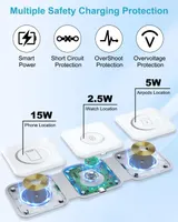 Складная беспроводная зарядка 3-в-1 (MagSafe) 15W Без бренду, Для iPhone/Watch/AirPods, Белая — фото 5