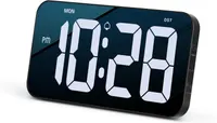 Великий настінний цифровий LED годинник EternaHora (10.8"), З датою, Автояскравість, Чорний