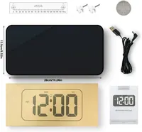 Великий настінний цифровий LED годинник EternaHora (10.8"), З датою, Автояскравість, Чорний — фото 2