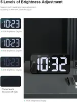 Великий настінний цифровий LED годинник EternaHora (10.8"), З датою, Автояскравість, Чорний — фото 7