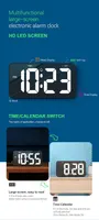 Великий настінний цифровий LED годинник EternaHora (10.8"), З датою, Автояскравість, Чорний — фото 9