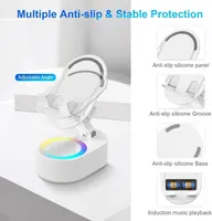 Багатофункціональна Bluetooth колонка AKLLCCR 5в1 (Бездротова зарядка, Нічник, Підставка), 3000mAh, Біла