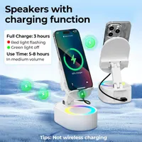 Багатофункціональна Bluetooth колонка AKLLCCR 5в1 (Бездротова зарядка, Нічник, Підставка), 3000mAh, Біла — фото 6