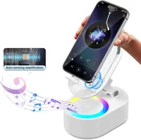 Многофункциональная Bluetooth колонка AKLLCCR 5в1 (Беспроводная зарядка, Ночник, Подставка), 3000mAh, Белая — фото 7