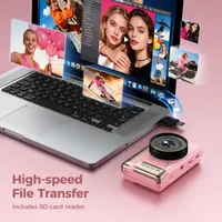 Детская цифровая 4K камера для видеоблогов Без бренду (64 Мп, Откидной экран), Розовая — фото 7