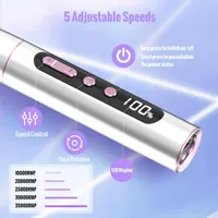 Профессиональный аккумуляторный фрезер для маникюра Denabuty DN-2402 (35000 об/мин), 13 насадок — фото 5