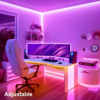 LED лента 5м, RGB, Музыкальная синхронизация, Smart LED-подсветка с Bluetooth App и ПДУ, Гибкая, для спальни, игр, потолка и декора