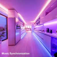 LED лента 5м, RGB, Музыкальная синхронизация, Smart LED-подсветка с Bluetooth App и ПДУ, Гибкая, для спальни, игр, потолка и декора — фото 5
