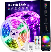 LED лента 5м, RGB, Музыкальная синхронизация, Smart LED-подсветка с Bluetooth App и ПДУ, Гибкая, для спальни, игр, потолка и декора — фото 7