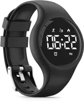 Дитячий цифровий LED годинник-крокомір Без бренду (Водонепроникний, Без Bluetooth), Чорний — фото 2
