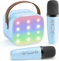 Детская портативная мини караоке-система YLL с 2 микрофонами, Bluetooth, Синяя