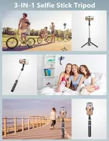 Штатив-тринога та селфі-палиця 2-в-1 Без бренду з 2 LED лампами (114 см), Bluetooth пульт, Чорний — фото 6