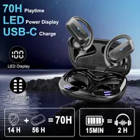 Спортивні TWS навушники Без бренду (Bluetooth 5.4, Завушини, IPX8), До 70 годин, Чорні — фото 6