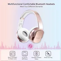 Бездротові Bluetooth навушники 2-в-1 SODOLIFE (Колонка), Накладні з мікрофоном, FM-радіо, Рожеве золото — фото 2