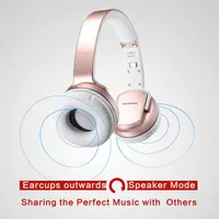 Бездротові Bluetooth навушники 2-в-1 SODOLIFE (Колонка), Накладні з мікрофоном, FM-радіо, Рожеве золото — фото 3
